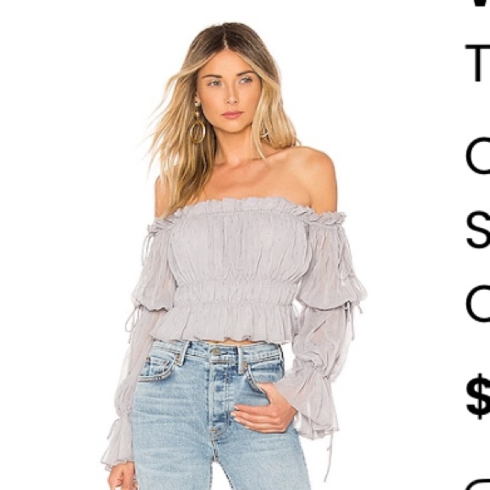Tularosa White Sands Top Grey Off-Shoulder Top Revolve